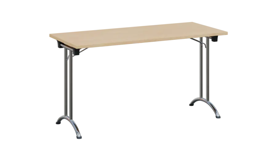 SLC 140 chrom skládací jednací stůl 1394x600, deska 25 mm, podnož chrom, deska bříza světlá